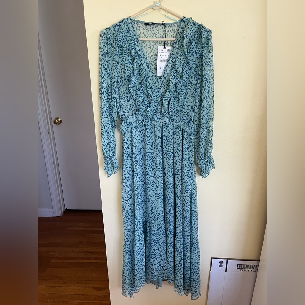 Zara ruffled print dress